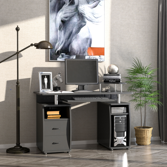 Computer Home or Office Desk Table Workstation w/  Keyboard Tray, Drawer, Black HOMCOM