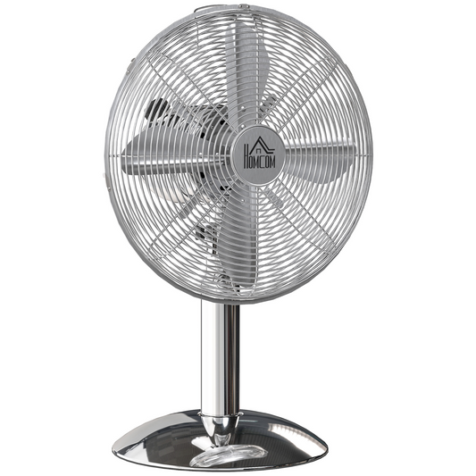 HOMCOM 12" Metal Desk Fan with 3 Speed Settings, Wide-Angled Oscillation